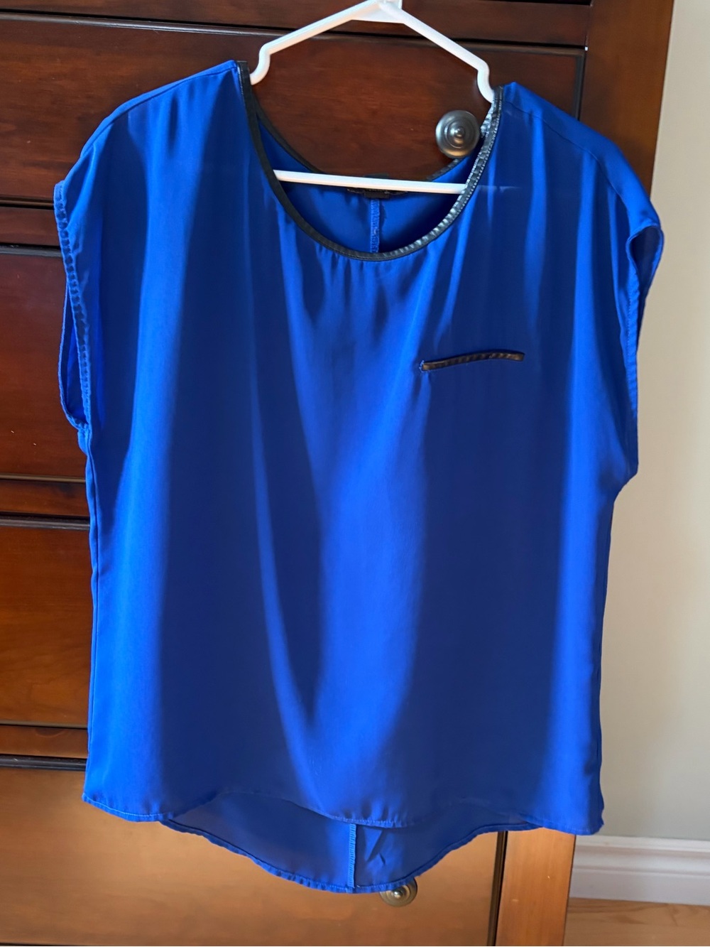 Forever 21 Cobalt Blue Cap Sleeve Blouse with Zip Detail